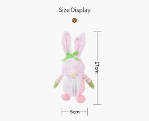 Detailed size view showing 17cm height for the pink Easter gnome plush doll
