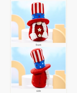 Vues de face et de profil du gnome patriote avec chapeau étoiles et rayures