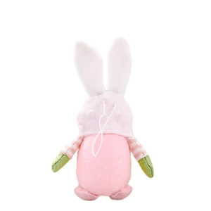 Gnomo coniglietto pasquale rosa in peluche con orecchie lunghe e cordino decor