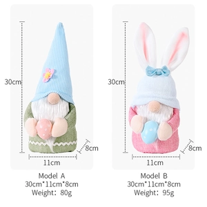 Detailed comparison of Easter gnome dolls showing knit textures and rabbit ear designs