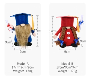 Detail view of graduation gnomes with measurements, showing Model A and Model B designs
