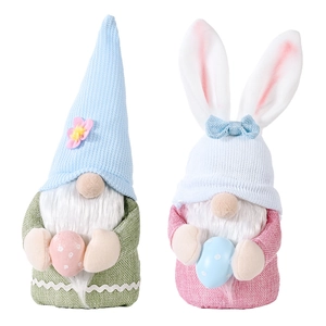 Easter gnome plush set with rabbit ears and colorful eggs on a clean white background
