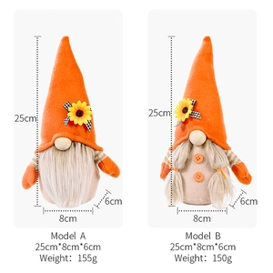 Detailed size specifications for autumn harvest gnomes with dimensions and weight info