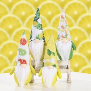 Summer Lemon Citrus Theme Gnome Plush Ornament Scandinavian Handmade Fruit Pattern Faceless Doll Home Kitchen Decor Gift