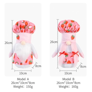 Detailed dimensions of strawberry gnome chef plush for Mother's Day home decoration