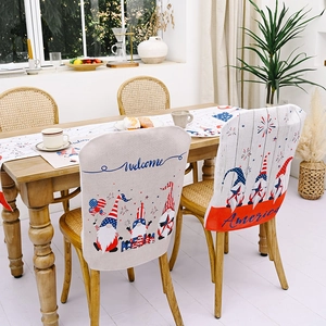 Coprisedie e runner da tavola patriottici del 4 luglio con gnomi e design bandiera USA