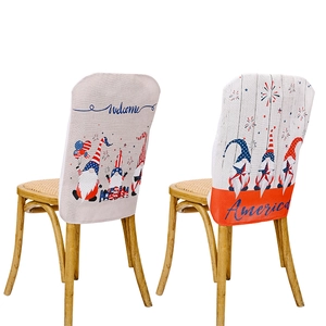Independence Day chair covers set with patriotic gnomes and red white blue patterns