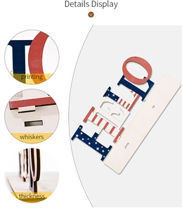 Détails de l'impression drapeau USA et de la structure d'assemblage du décor HOME en bois