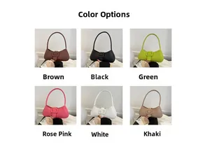 Vue détaillée des sacs croissants en marron, noir, vert, rose, blanc et couleur kaki