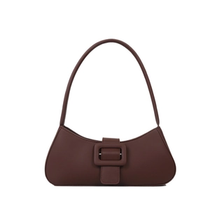 Sac sous le bras minimaliste marron foncé avec grande boucle carrée décorative