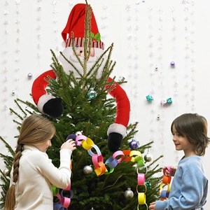 Christmas Tree Topper Hugger Santa Claus Snowman Reindeer Plush Long Arm Xmas Tree Decoration Ornaments For Home Holiday