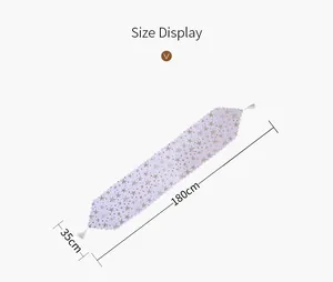 Guide des tailles pour chemin de table blanc à étoiles dorées, 180x35cm avec franges