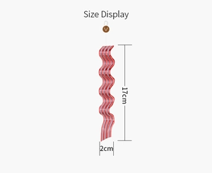 Size display of a red wave-shaped Christmas candy cane ornament with 17cm height dimensions