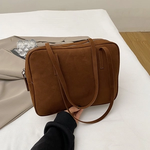 Women Retro Underarm Bag Matte PU Leather Large Capacity Minimalist Square Shoulder Handbag Baguette Tote