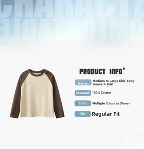 Detail showing 100% cotton fabric and raglan sleeve design on kids long sleeve t-shirt