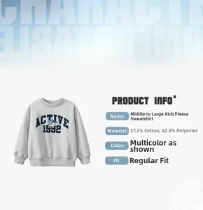 Détail du sweat gris en polaire avec 37,2% coton et imprimé graphique Active 1992