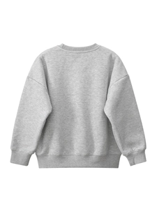 Vue arrière du sweat-shirt gris clair doublé polaire avec col rond et épaules tombantes