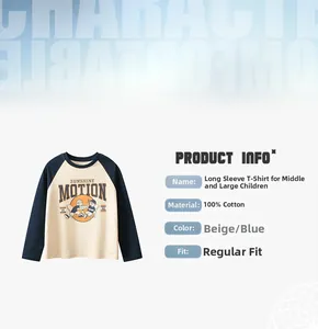 Detail view of cotton raglan long-sleeve tee with Sunshine Motion print for kids