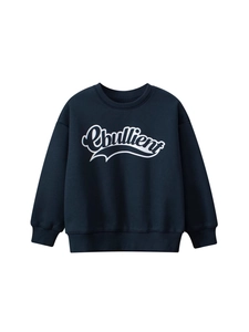 Classic dark blue crewneck sweatshirt for kids with white Ebullient letter print