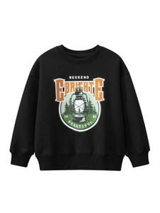Kids Boys Girls Fleece Lined Sweatshirt Vintage Lantern Forest Print Pullover Long Sleeve Round Neck Casual Black Winter Top