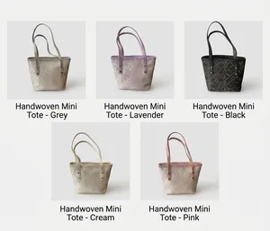Detailed grid view of high-capacity tote bags featuring geometric woven patterns and five colors