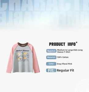 Dettaglio maglietta maniche lunghe cotone bimbo con stampa cartoon e maniche raglan