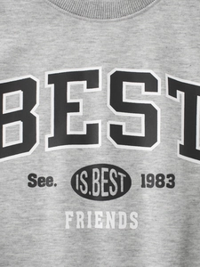 Sudadera de forro polar gris para niños con estampado retro BEST FRIENDS 1983