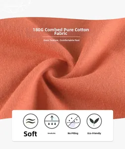 Close-up of 180G combed cotton fabric in orange, soft and breathable texture