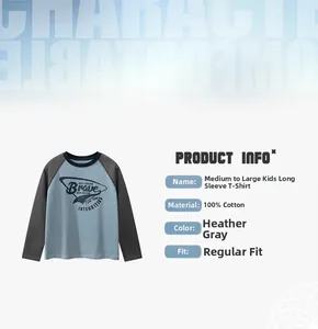 Détail du t-shirt manches longues garçon 100% coton avec imprimé Brave et manches raglan