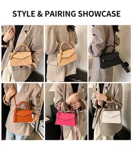 Lace-textured crossbody bags in five colors shown on models for daily style display