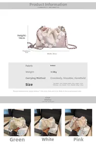 Detailed size specifications for a beaded pleated handbag with floral embroidery