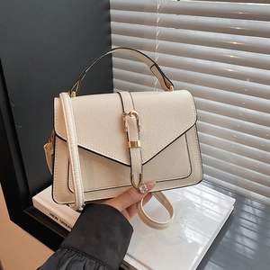 Fashion Women Lychee Pattern PU Leather Crossbody Bag Gold Buckle Small Square Shoulder Bag Commuter Handbag Everyday Purse