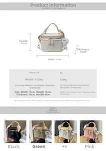 Detailed dimensions for the quilted PU crossbody bag with plush charm and handle