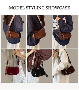 Detail shots of vintage crossbody bags in brown and black with ethnic patterned straps