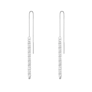 Élégantes boucles d'oreilles pendantes à pampilles en argent S925 avec design chaîne longue
