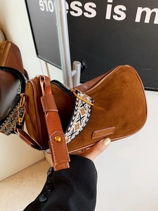 Vintage Frosted PU Leather Pillow Crossbody Bag For Women With Jacquard Strap Fashion Zipper Shoulder Bag Commuter Purse