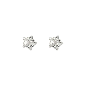 Elegant S925 sterling silver star flower stud earrings with faceted crystal texture