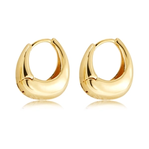 Boucles d'oreilles rétro françaises en forme de goutte d'eau dorée au design poli