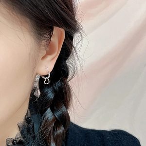 Boucles D'oreilles Créoles Pendentif Double Cœur Creux Avec Tige En Argent Sterling 925 Bijoux En Cuivre Pour Femmes