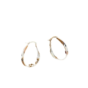 Boucles d'oreilles créoles géométriques irrégulières bicolores dorées et argentées