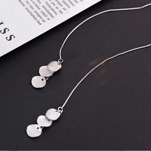 925 silver matte disc tassel drop earrings with textured circular charms on chain