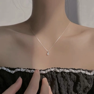 Collana Con Ciondolo A Goccia Minimalista Rame Zirconia Design Cavo Gioielli Eleganti Da Donna