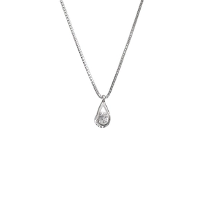 Collana elegante con ciondolo a goccia d'acqua e zirconi su catena box d'argento