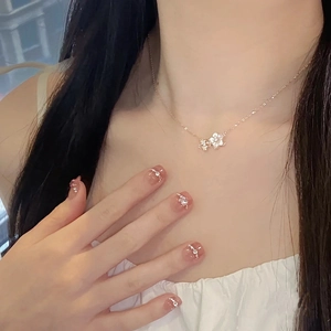 Collier Pendentif Fleur De Pêcher Plaqué Or Rose Cuivre Avec Coquille Et Zircone Bijoux Élégants Pour Femmes