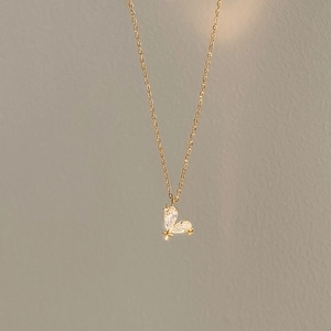 Elegant gold S925 silver necklace with heart-shaped zircon stones and star accents