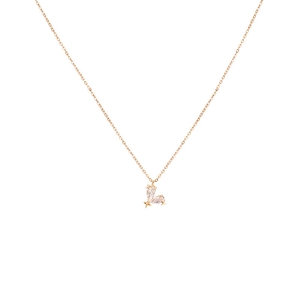 Close-up of golden S925 silver necklace with asymmetric heart pendant and sparkling zircons