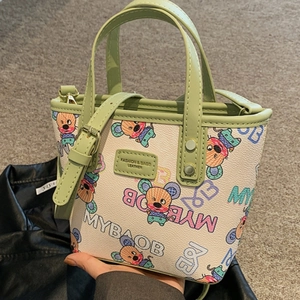 Sac Cabas en Similicuir PU Imprimé Souris Cartoon Femmes Couleur Contrastée Mini Sac à Bandoulière Sac à Main Mignon Casual