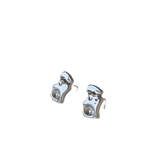 Modern irregular wave earrings with silver liquid metal texture for a bold geometric look