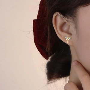 Boucles D'oreilles Libellule En Cuivre Plaqué Or Avec Zircon Marquise Bleu Et Strass Bijoux Animaux Pour Femmes