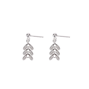 Boucles d'oreilles élégantes en argent S925 avec pendentif en feuilles de blé étagées